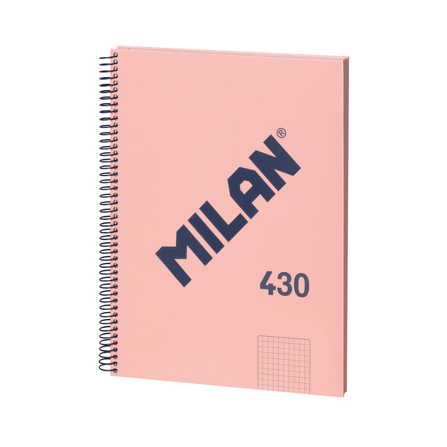 MILAN 430 - Cuaderno A4 Espiral y Tapa Dura. Papel Cuadriculado 80 Hojas 95gr Rosa