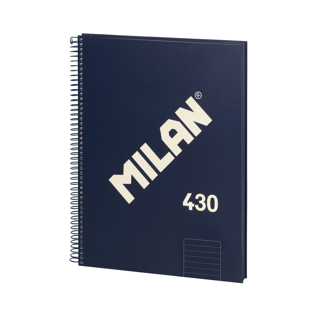 MILAN 430 - Cuaderno A4 Espiral y Tapa Dura. Papel Pautado 80 Hojas 95gr Azul