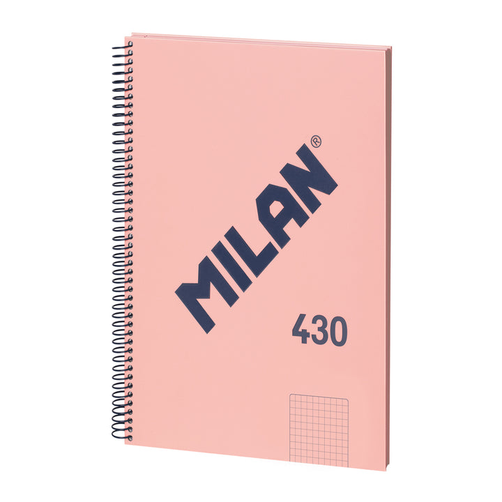 MILAN 430 - Cuaderno A4 Espiral y Tapa Dura. Papel Pautado 80 Hojas 95gr Rosa