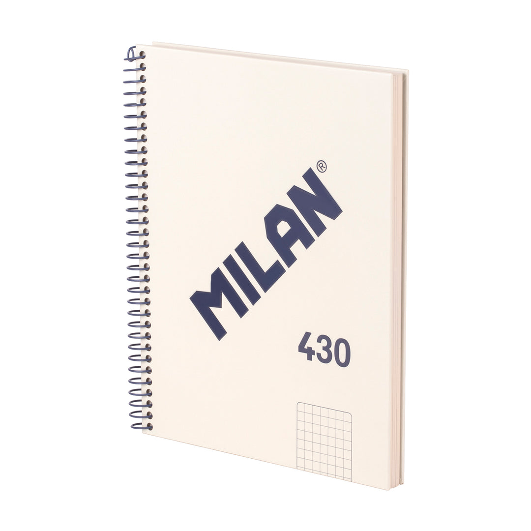 MILAN 430 - Cuaderno A5 Espiral y Tapa Dura. Papel Cuadriculado 80 Hojas 95gr Beige