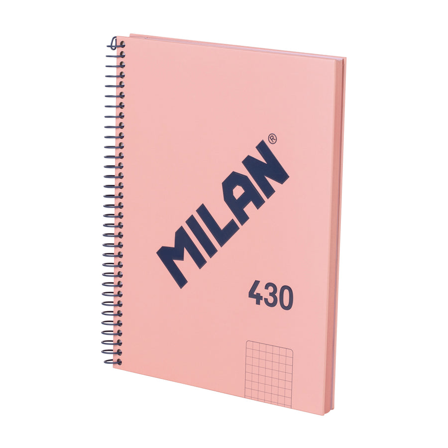 MILAN 430 - Cuaderno A5 Espiral y Tapa Dura. Papel Cuadriculado 80 Hojas 95gr Rosa
