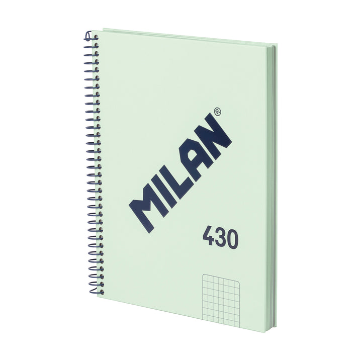 MILAN 430 - Cuaderno A5 Espiral y Tapa Dura. Papel Cuadriculado 80 Hojas 95gr Verde