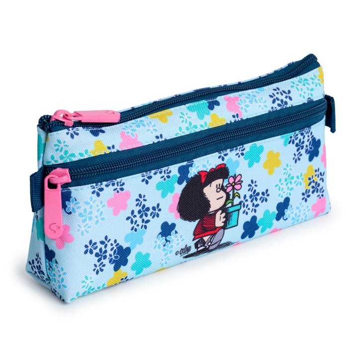 Grafoplás - Estuche Portatodo Plano con 2 Cremalleras de Fácil Apertura. Mafalda Lively