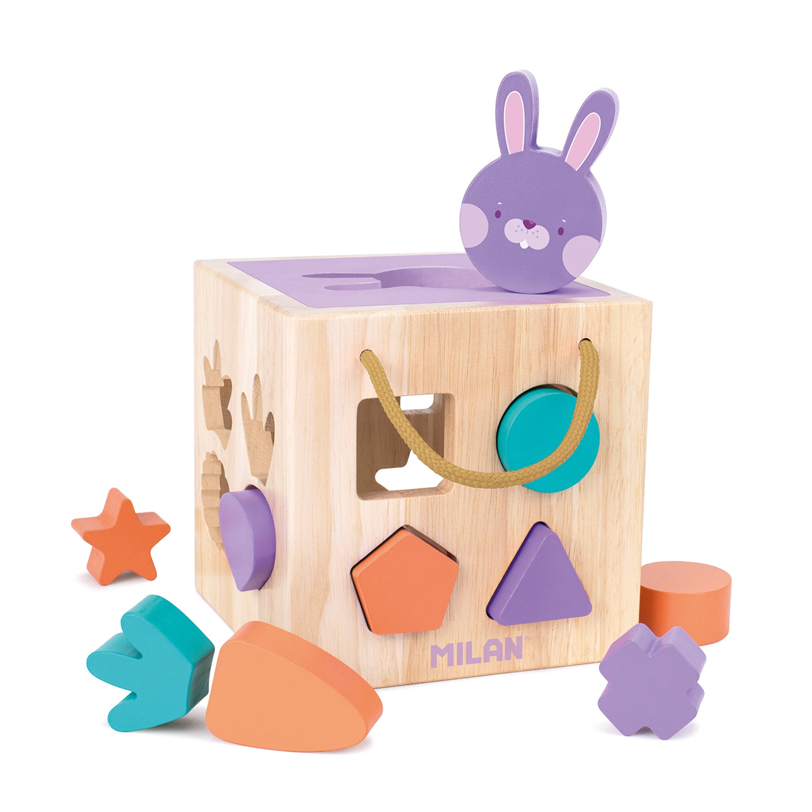MILAN Rabbit - Juguete Educativo de Madera Cubo Encajar Piezas. Edad 1 ...
