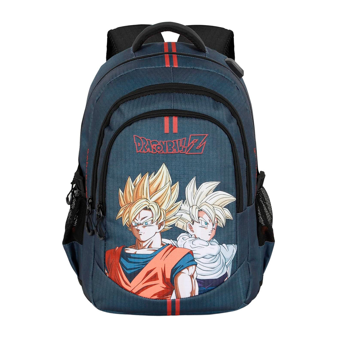 DRAGON BALL Unity - Mochila Escolar Impermeable Running Plus para Portatil y USB. Azul