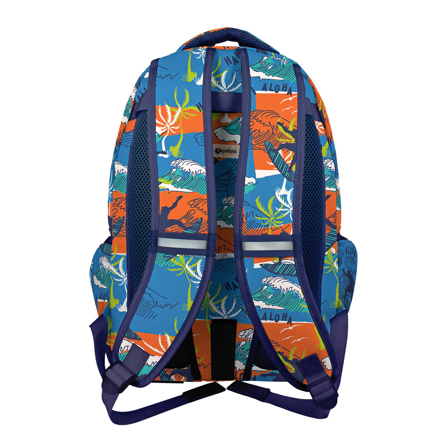 Grafoplás - Mochila Escolar 3 Cremalleras con Divisor para Portátil. Adaptable Carrito. Hawaii