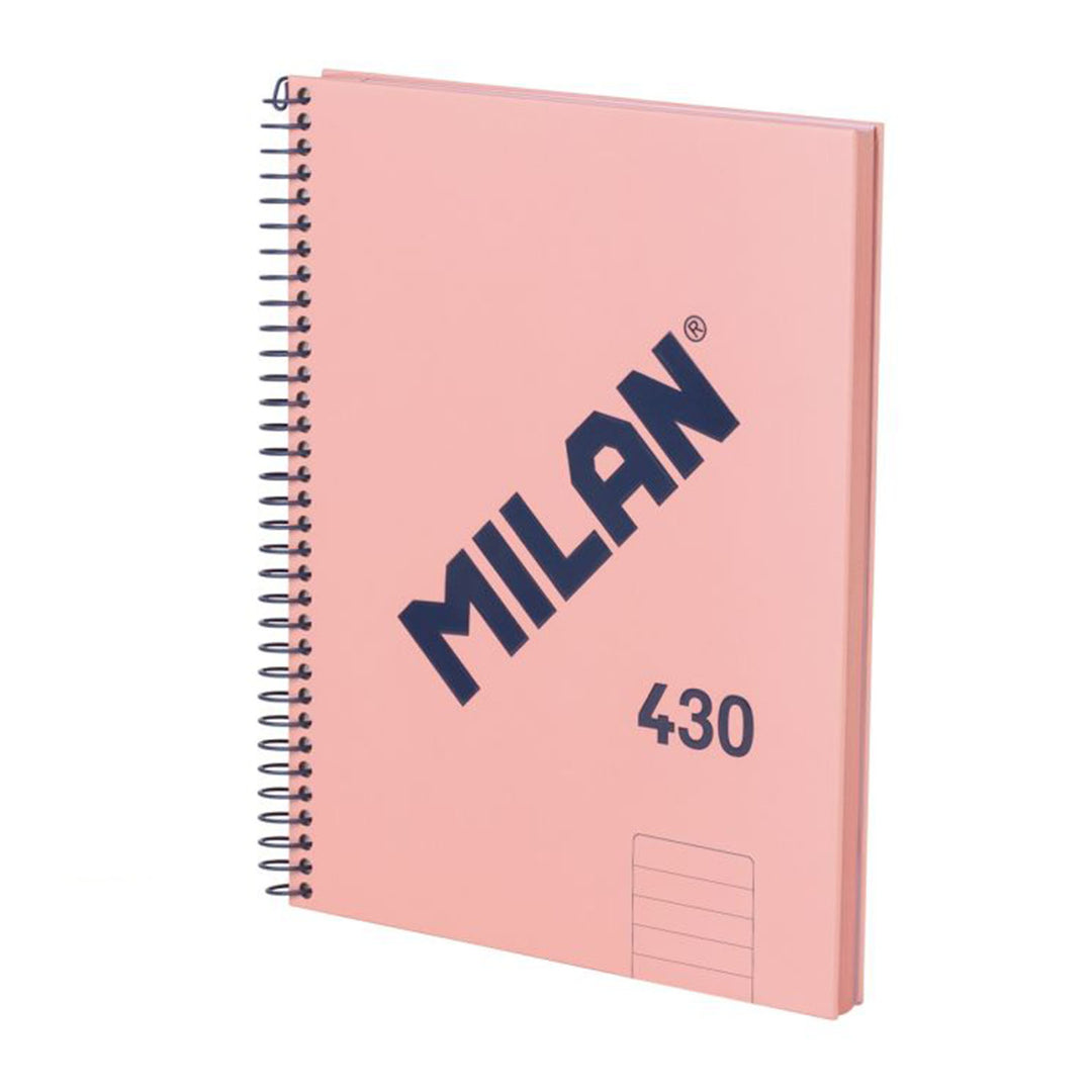 MILAN 430 - Cuaderno A5 Espiral y Tapa Dura. Papel Pautado 80 Hojas 95gr Rosa