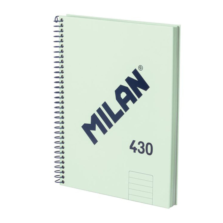 MILAN 430 - Cuaderno A5 Espiral y Tapa Dura. Papel Pautado 80 Hojas 95gr Verde