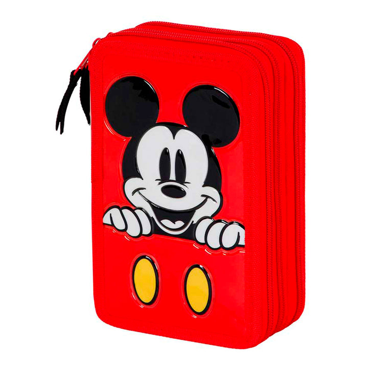 KARACTERMANIA - Estuche Plumier Triple Completo con 44 Piezas. Disney Mickey Mouse