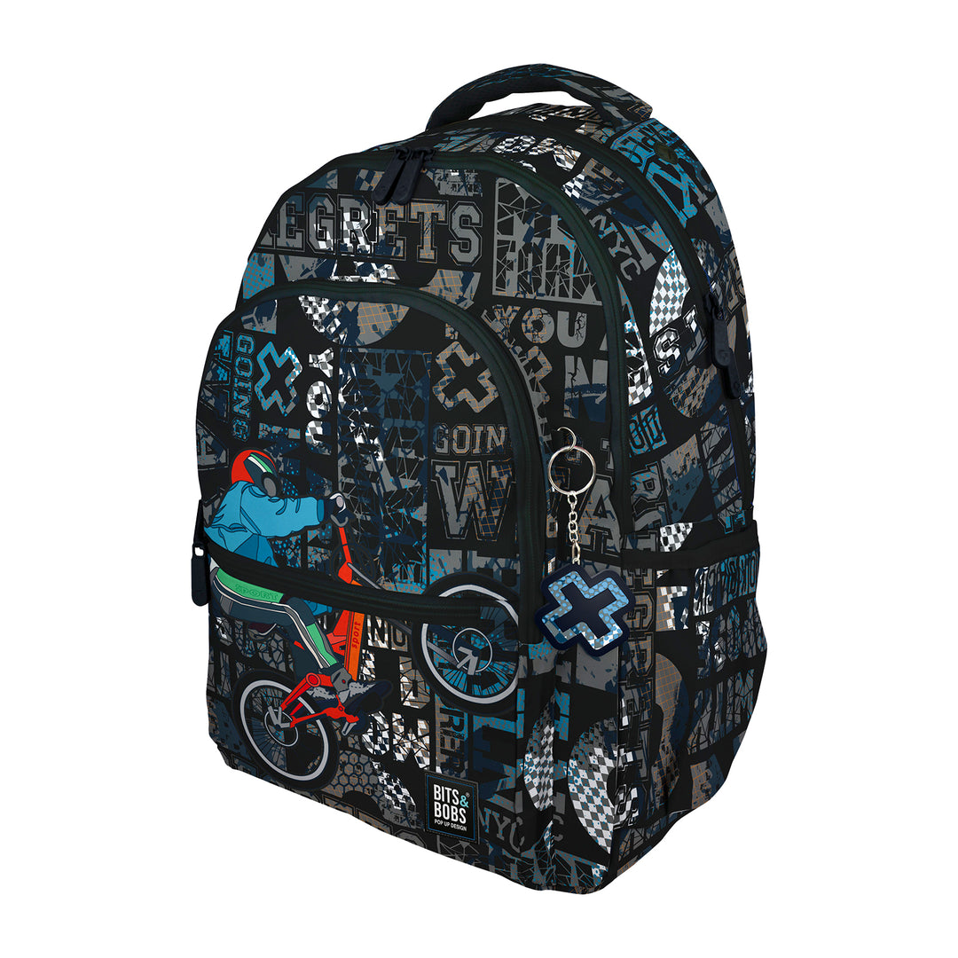 Grafoplás - Mochila Escolar 3 Cremalleras con Divisor para Portátil. Adaptable Carrito. Cross