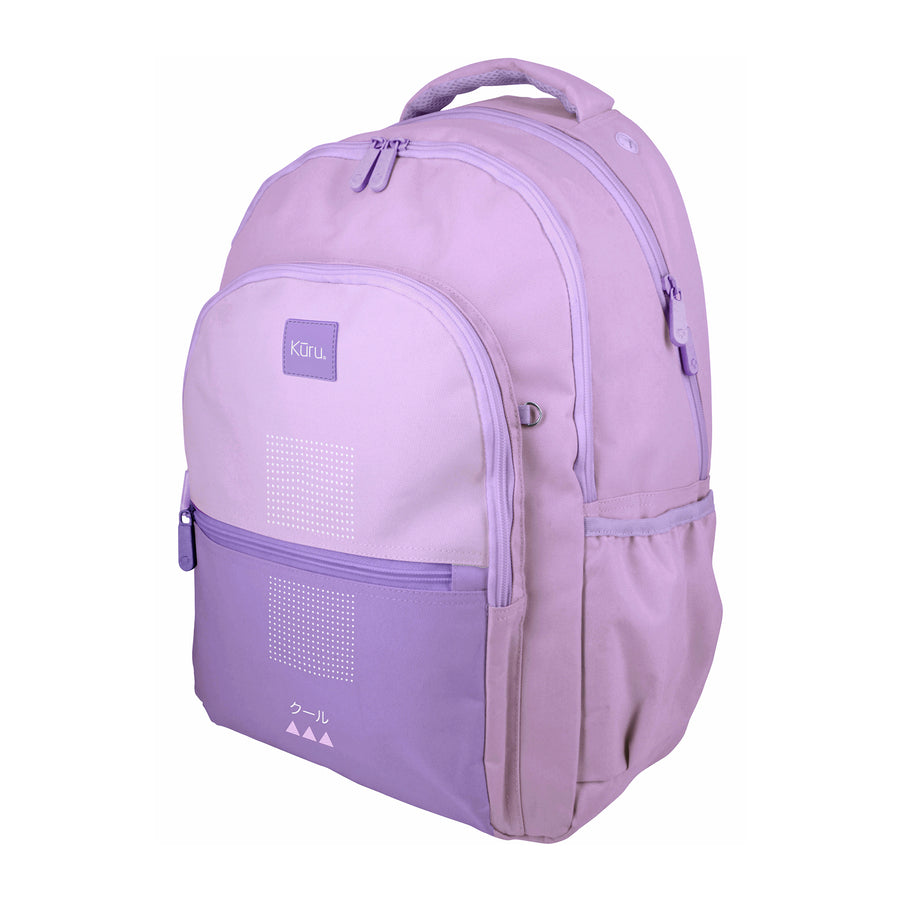 Grafoplás Kuru - Mochila Escolar 3 Cremalleras con Divisor para Portátil. Adaptable Carrito. Lavanda