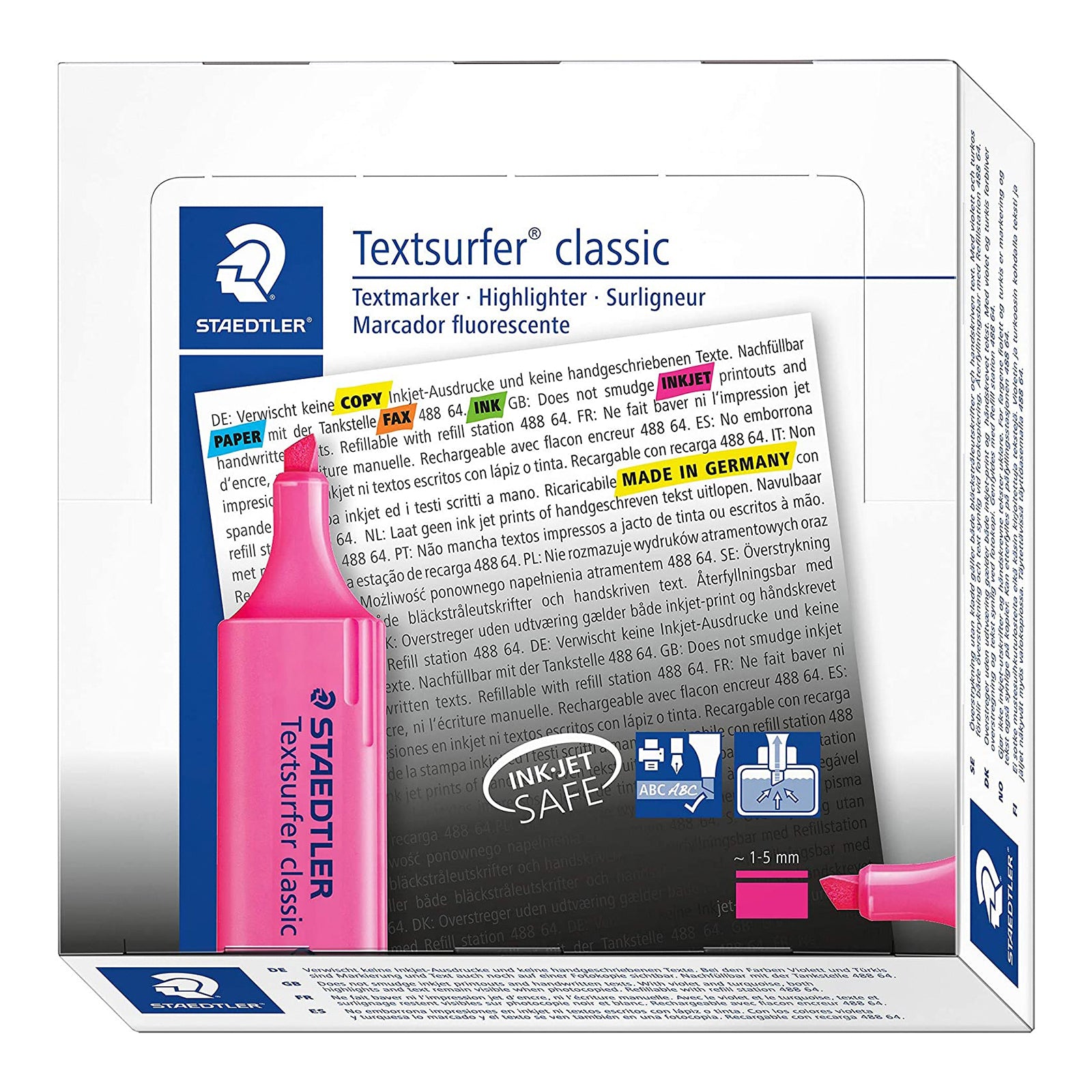 STAEDTLER - Set de 5 Marcadores Fluorescentes Textsurfer Classic 364 C. Rosa