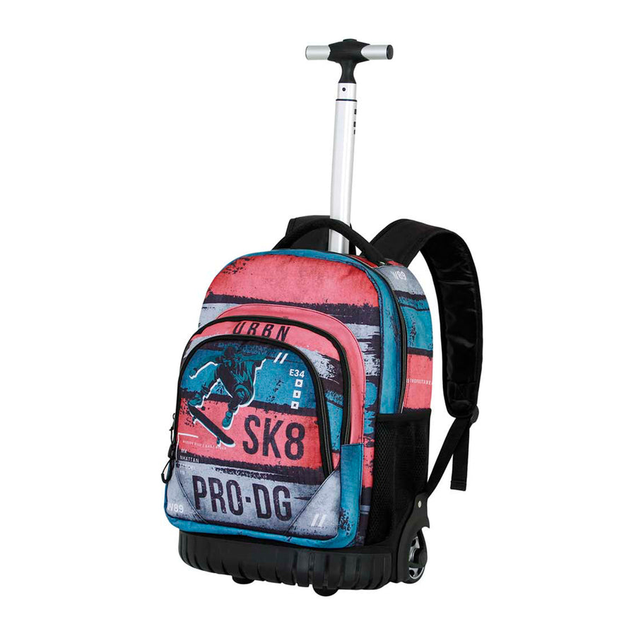 PRODG Urbansk8 Mochila Escolar con Ruedas Integradas y Tirador Trolley GTS FAN. Gris