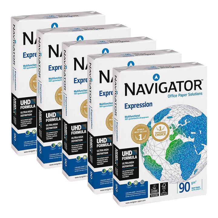 NAVIGATOR NAV-90-A4 - Papel Fotocopiadora, Ink-Jet y Laser DIN A4 90g 2500 Hojas