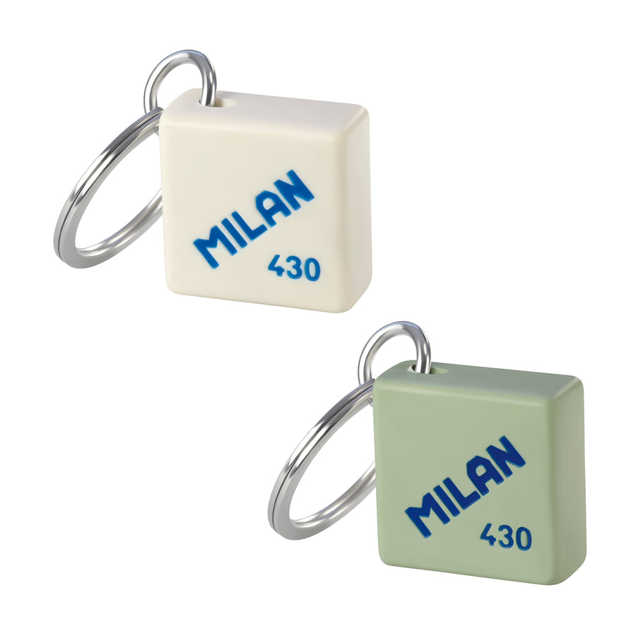 MILAN  - Pack de 2 Llaveros con forma de Goma de Borrar MILAN 430. Verde y Beige