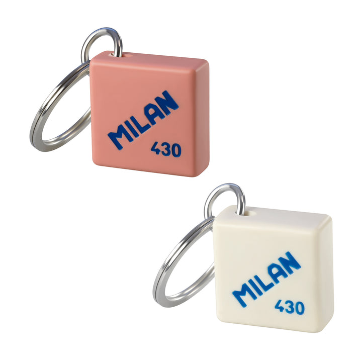 MILAN  - Pack de 2 Llaveros con forma de Goma de Borrar MILAN 430. Beige y Rosa