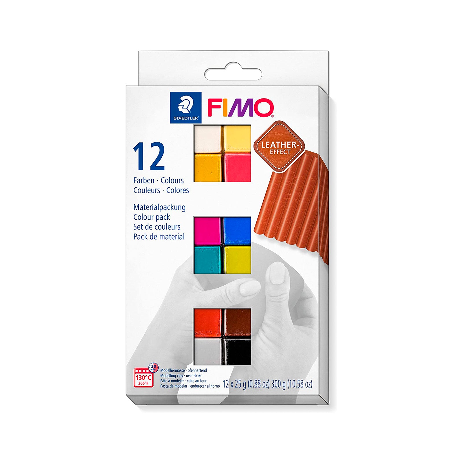 STAEDTLER FIMO Leather - Set de 12 Pastillas de FIMO para Modelar con Efecto Cuero
