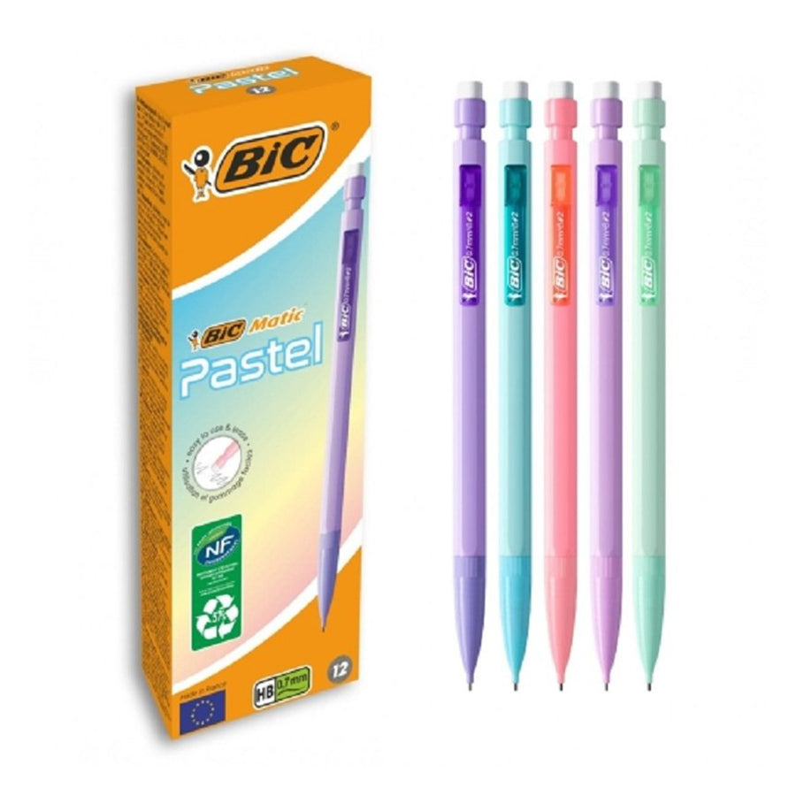 BIC MATIC - Pack 12X Portaminas Ancho de Línea 0.7 mm. Colores Pastel