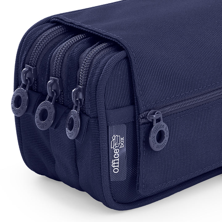 ColePack23 - Estuche Triple de 3 Cremalleras con Material Escolar Incluido. Azul Marino