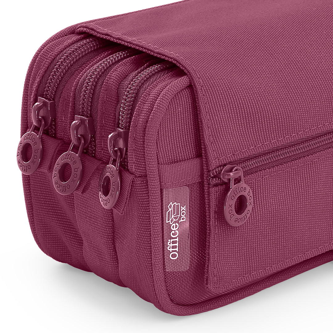 ColePack Eco - Estuche Triple de 3 Cremalleras con Material Escolar Incluido. Morado