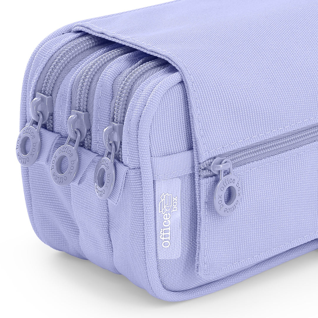 ColePack Eco - Estuche Triple de 3 Cremalleras con Material Escolar Incluido. Violeta