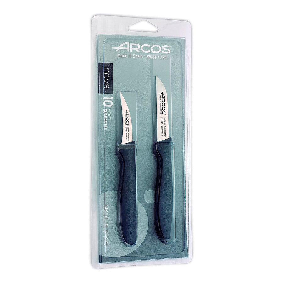 ARCOS Nova - Juego de 2 Cuchillos Mondadores en Acero Inoxidable NITRUM®. Negro