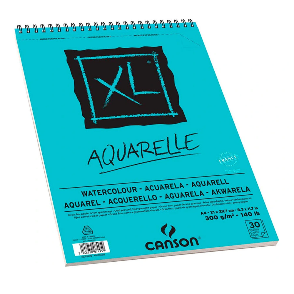 CANSON - Bloc de Dibujo XL Aquarelle Espiral 30 hojas Microperforado.