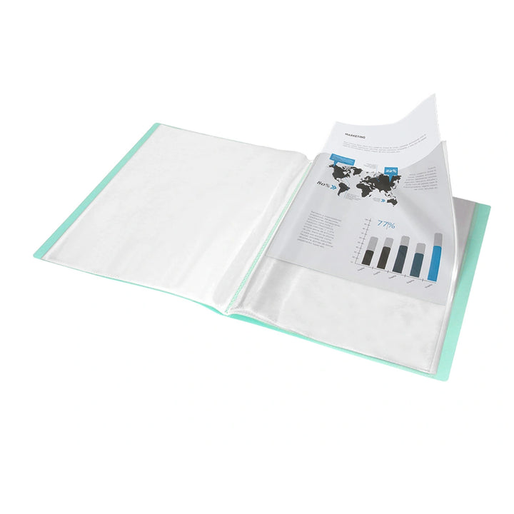 LIDERPAPEL - Carpeta Fundas de Plástico A4 con 40 Fundas Transparentes. Verde manzana