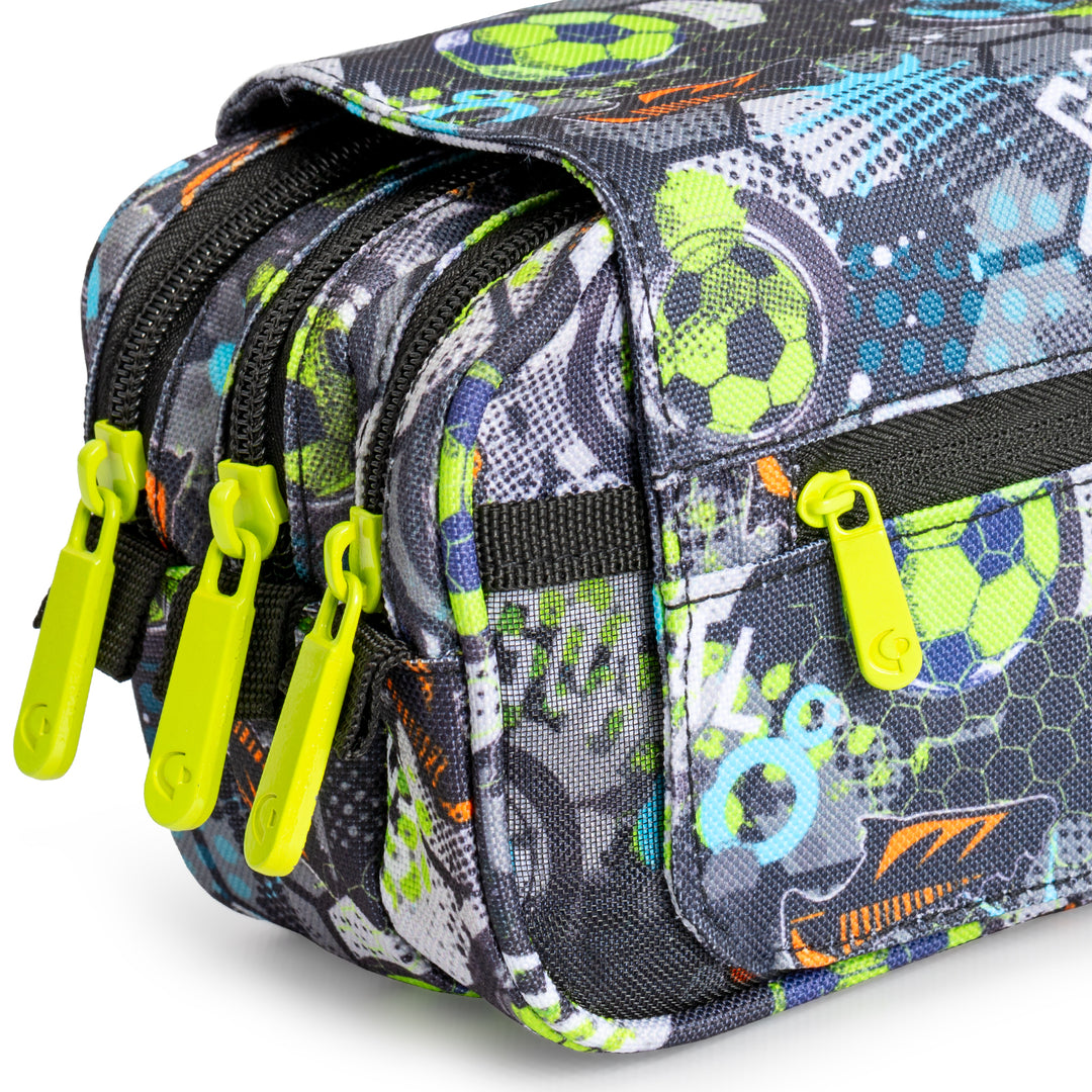 ColePack Design - Estuche Triple de 3 Cremalleras con Material Escolar Incluido. Goal