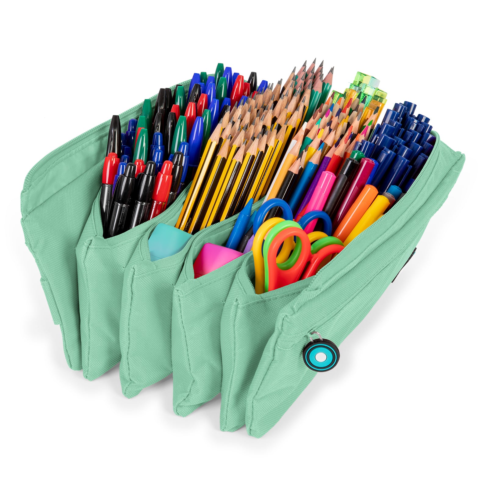 Grafoplás - Estuche Escolar Cuádruple de Alta Capacidad con Cuatro Cremalleras. Mint Soft