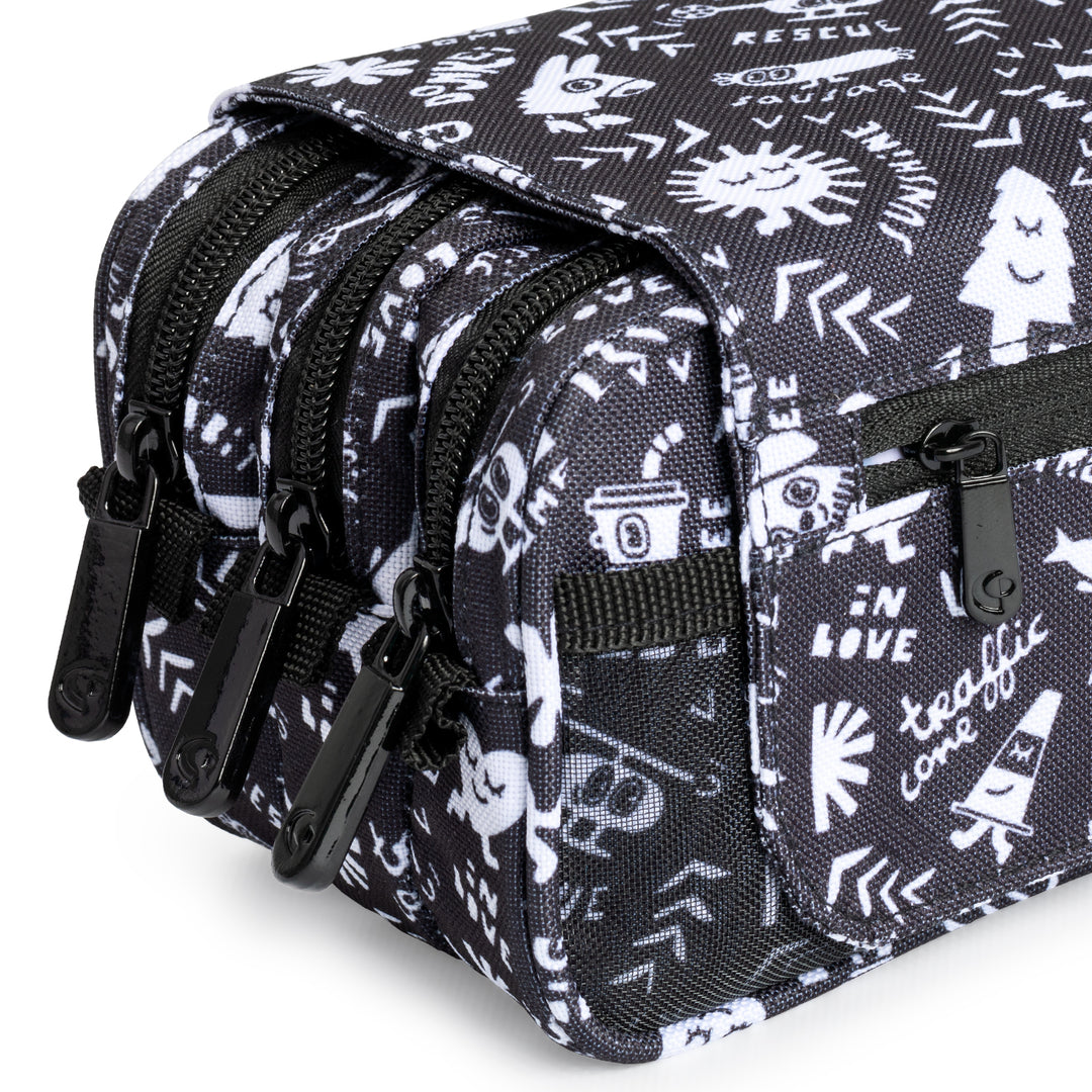 ColePack EcoDes - Estuche Triple de 3 Cremalleras con Material Escolar Incluido. EC Elements