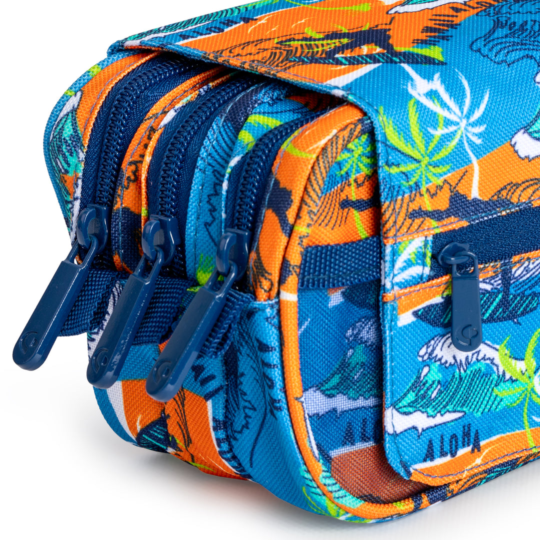 ColePack EcoDes - Estuche Triple de 3 Cremalleras con Material Escolar Incluido. Hawaii