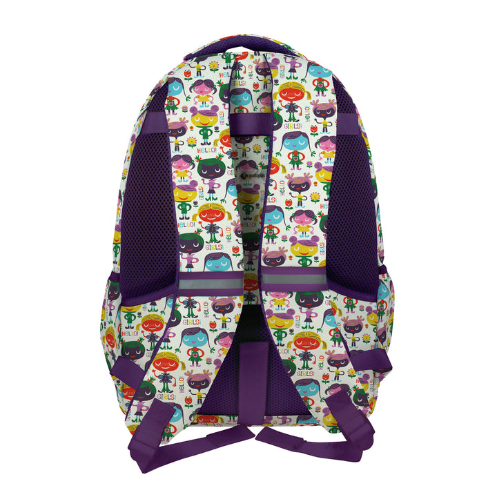 Grafoplás - Mochila Escolar 3 Cremalleras con Divisor para Portátil. Adaptable Carrito. Hello