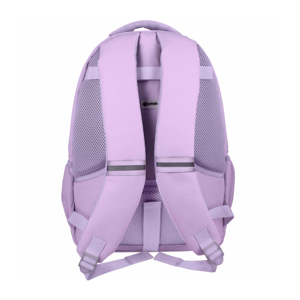 Grafoplás Kuru - Mochila Escolar 3 Cremalleras con Divisor para Portátil. Adaptable Carrito. Lavanda