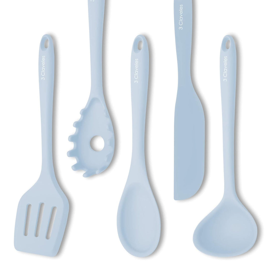 3 Claveles - Set de 5 Piezas de Menaje para Cocina en Silicona con Soporte de Mesa