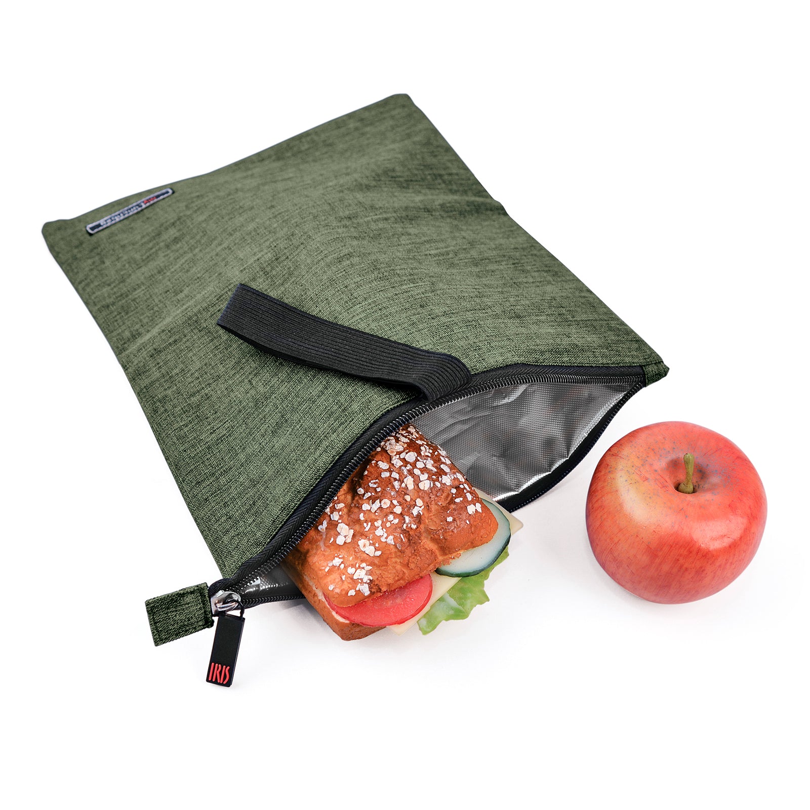 IRIS Snack Bag - Bolsa Porta Alimentos con Cierre de Cremallera y Goma Ajustable. Verde