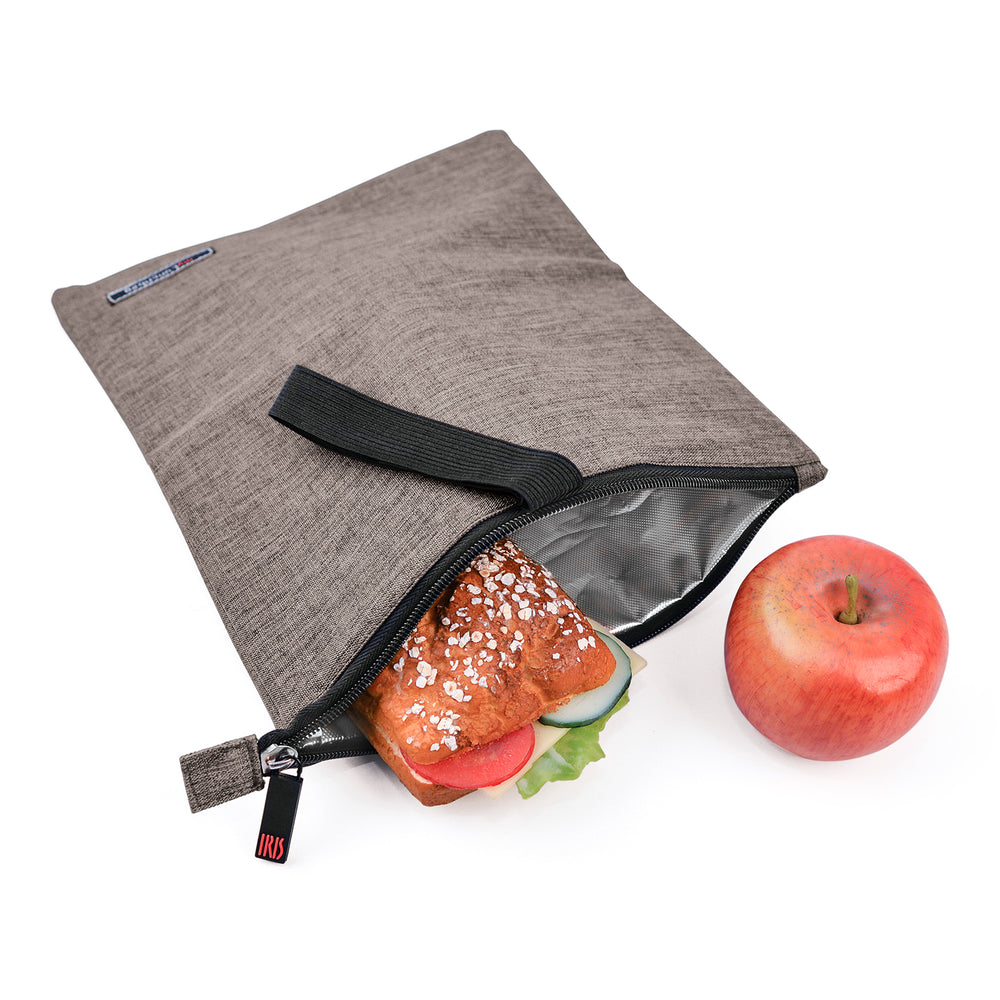 IRIS Snack Bag - Bolsa Porta Alimentos con Cierre de Cremallera y Goma Ajustable. Gris