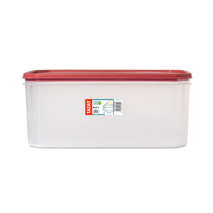 TATAY Top Flex - Recipiente Rectangular Plano 4.7L con Cierre a Presión. Rojo Arandano