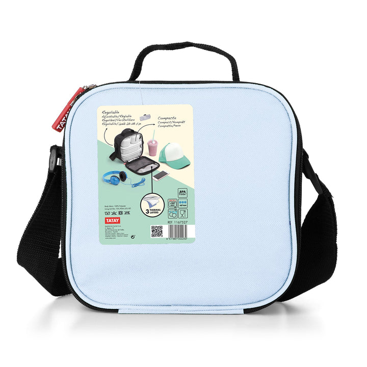 TATAY Urban Food Casual - Bolsa Térmica Porta Alimentos 3L con Recipientes. Azul Pastel