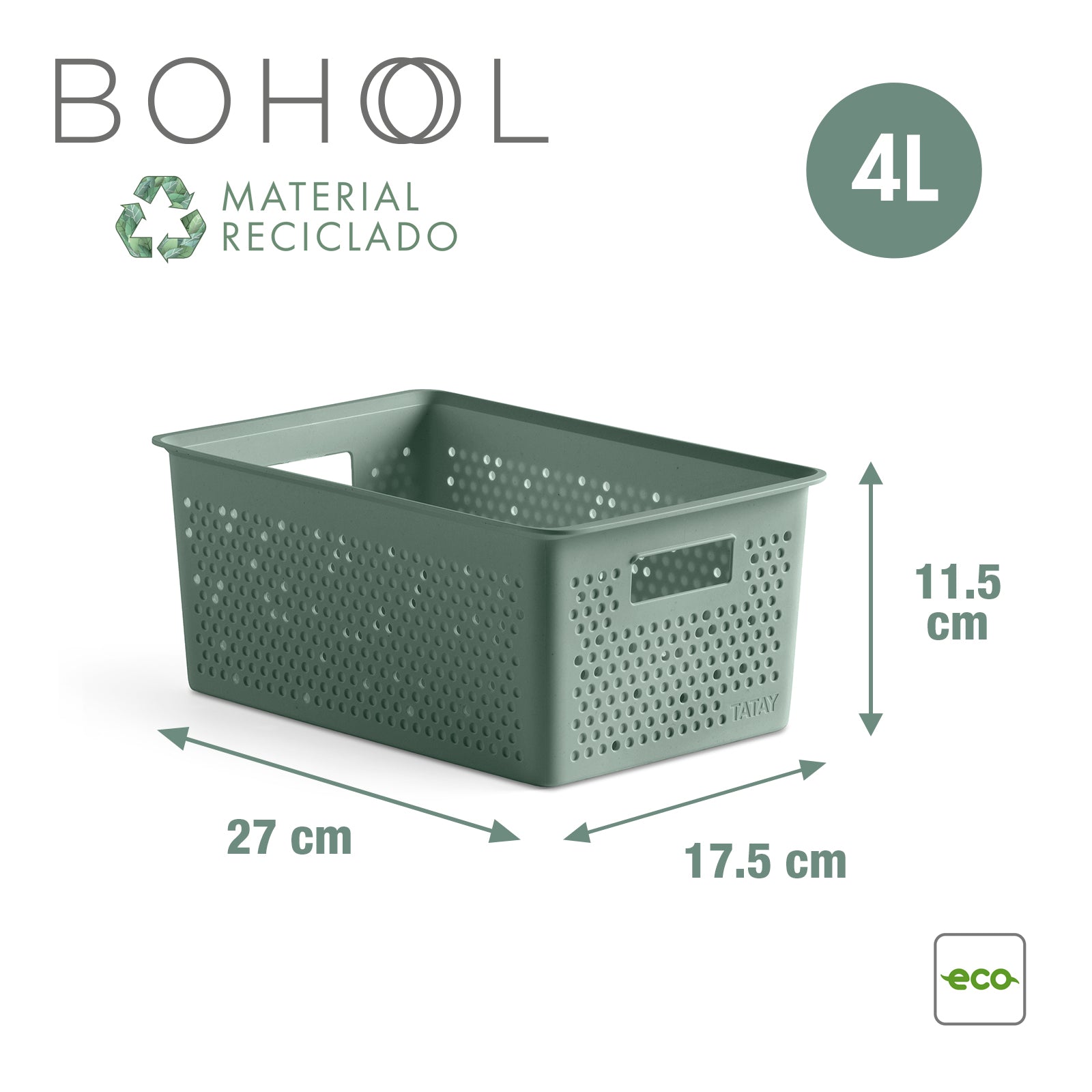 TATAY Bohol - Caja Organizadora Rectangular 4L Plástico Reciclado. Ver –  PracticOffice