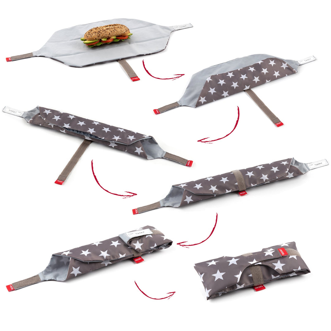 TATAY Urban Food Baguette - Porta Bocadillos Textil Reutilizable e Impermeable. Stars Grey