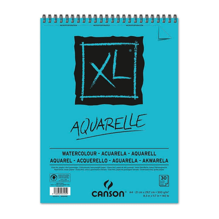 CANSON - Bloc de Dibujo XL Aquarelle Espiral 30 hojas Microperforado.