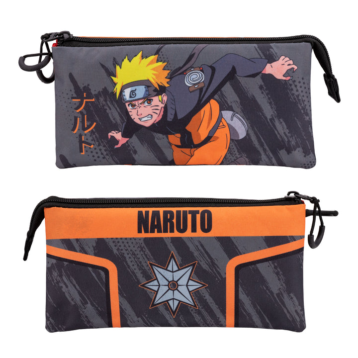 ColePack Naruto - Estuche Triple de 2 Cremalleras con Material Escolar. Shuriken