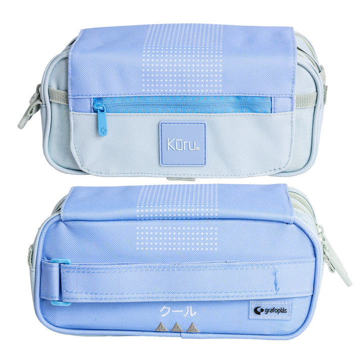 ColePack Kuru24 - Estuche Triple de 3 Cremalleras con Material Escolar Incluido. Azul