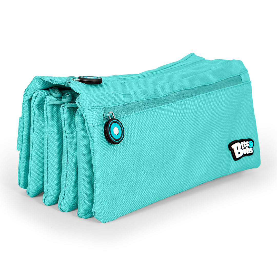 ColePack Eco36 - Estuche Cuadruple de 4 Cremalleras con Material Escolar Incluido. Azul Claro