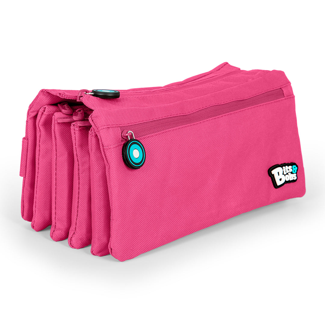 ColePack Eco36 - Estuche Cuadruple de 4 Cremalleras con Material Escolar Incluido. Fucsia