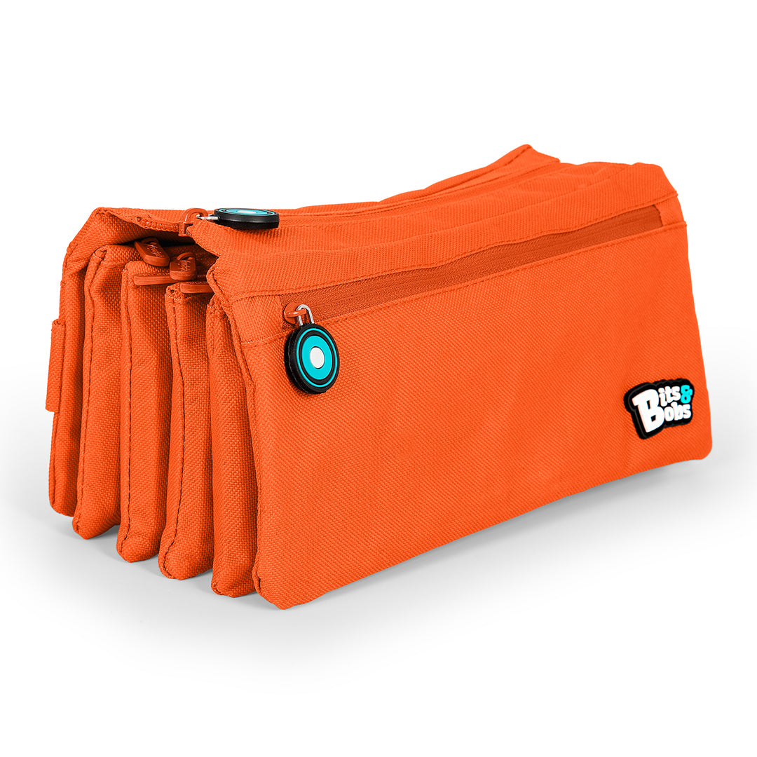 ColePack Eco36 - Estuche Cuadruple de 4 Cremalleras con Material Escolar Incluido. Naranja