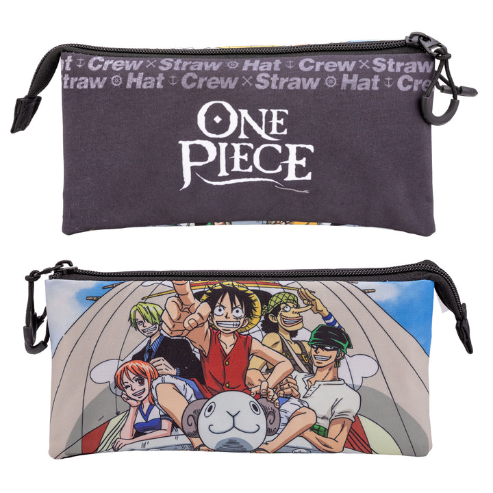 ColePack One Piece - Estuche Triple de 2 Cremalleras con Material Escolar. Pirates