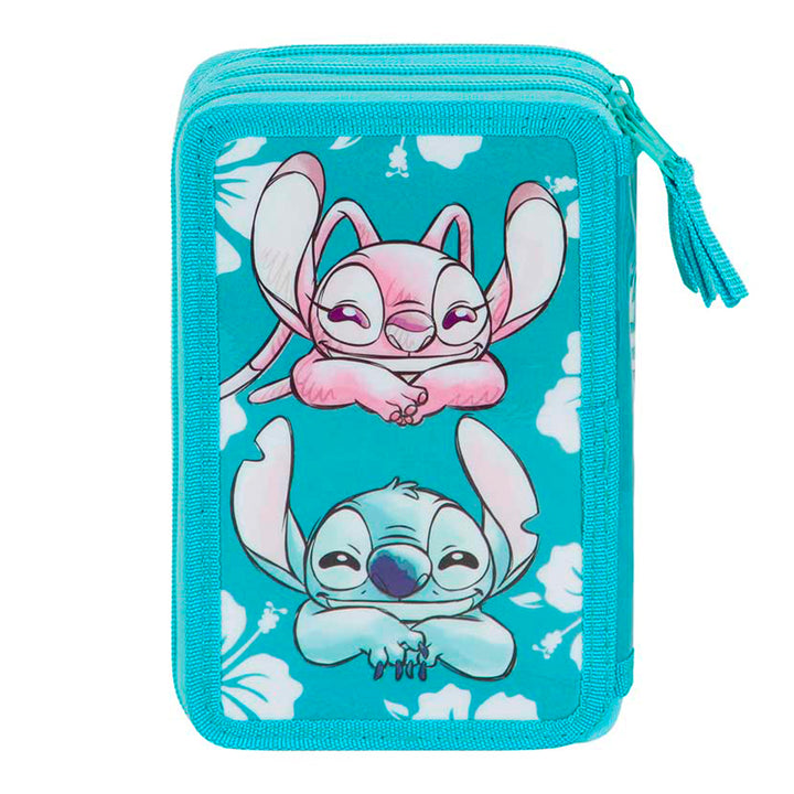 KARACTERMANIA - Estuche Plumier Triple Completo con 44 Piezas. Lilo y Stitch Tropic