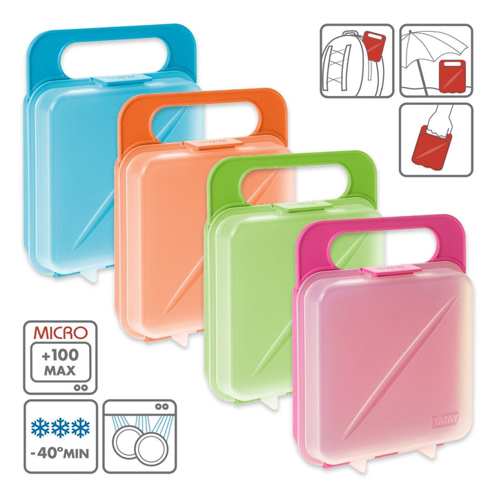 TATAY - Set de 2 Porta Sandwiches Infantiles Reutilizables. Rosa y Verde